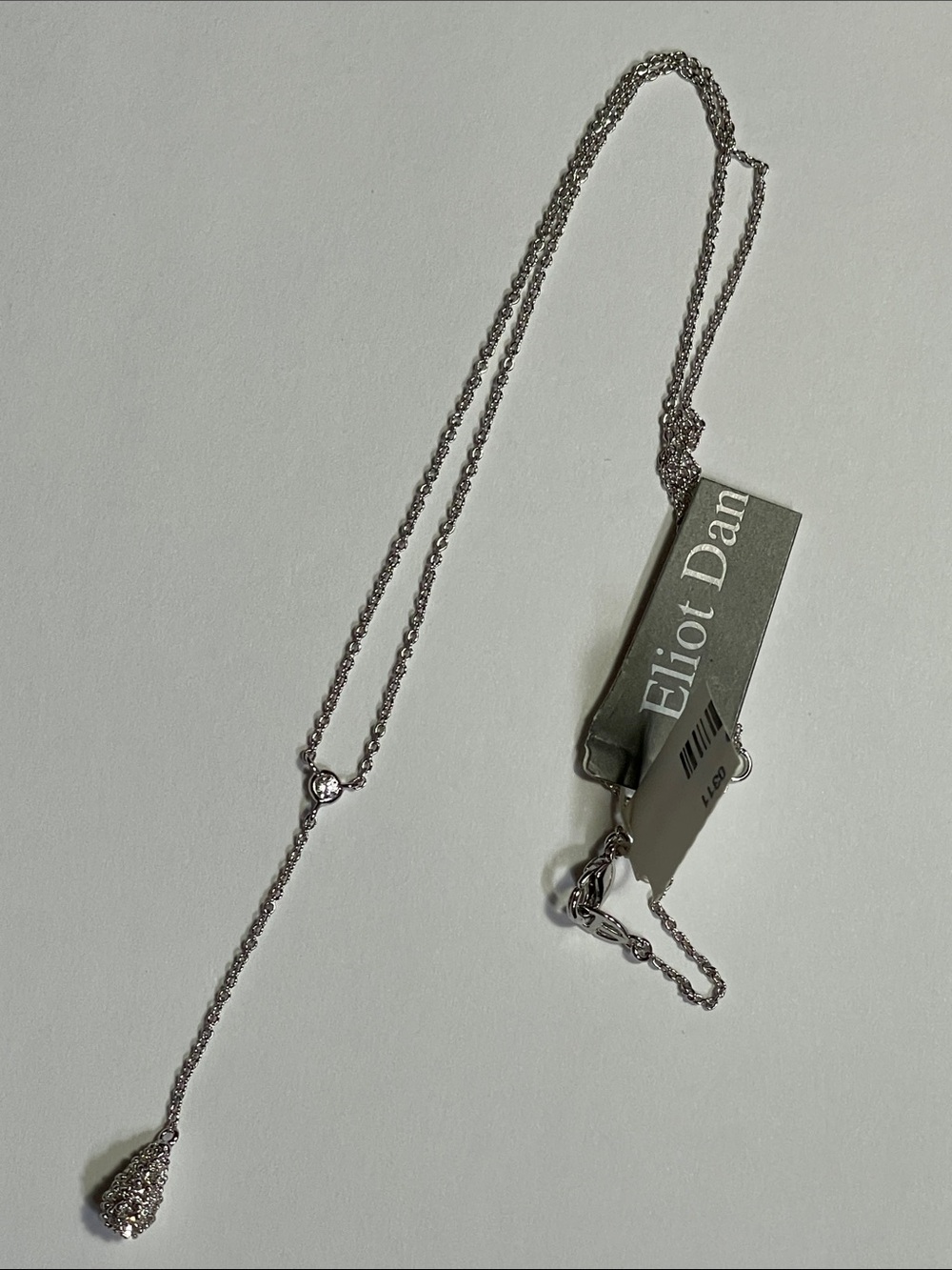 Eliot Danori Silver RhodiumPlated CZ Teardrop Lariat Necklace NWT